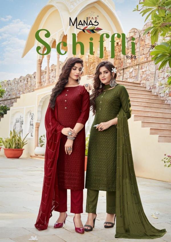 Manas Schiffli Vol 9 Rayon Designer Eork Readymade Suit